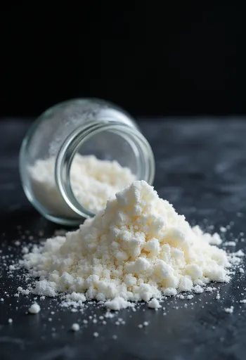 Pó de agar-agar em pote de vidro e colher de pau