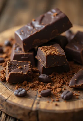Ingredientes de chocolate: derretido, em barra, em pó e raspas