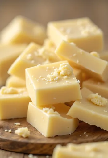 Chocolate branco culinário: pedaços, derretido e em raspas