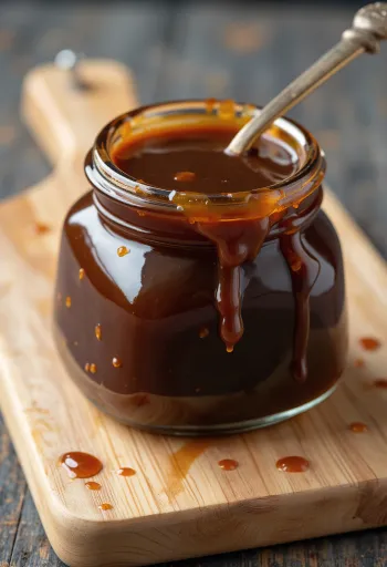 Molho hoisin escuro em tigela com ingredientes como soja, alho e especiarias