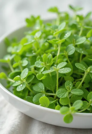 Ramos frescos de Morugem (Stellaria media) com folhas verdes delicadas.