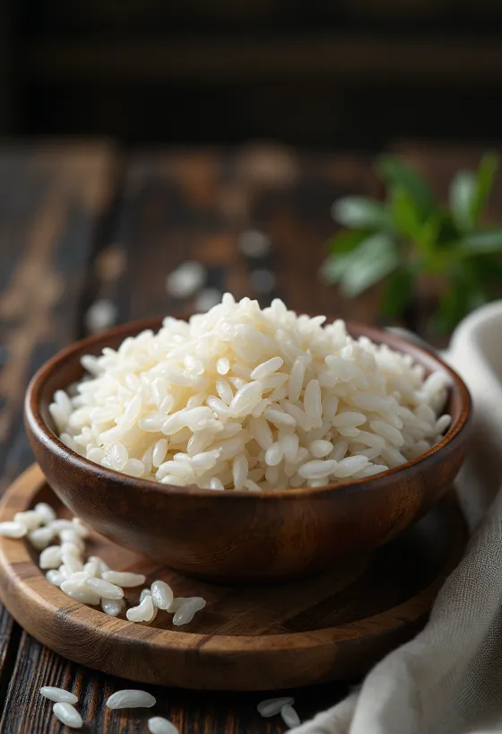 Arroz carnaroli recém-preparado, ideal para um risoto cremoso