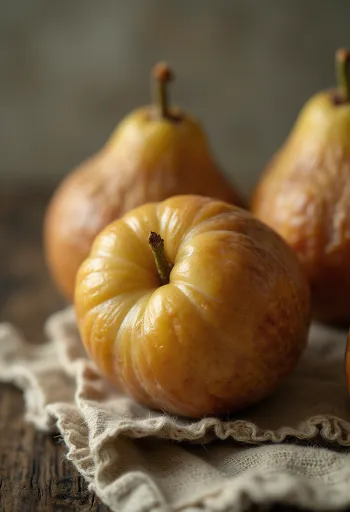 Nêspera cortada e inteira, casca marrom, polpa gelatinosa e sementes em madeira