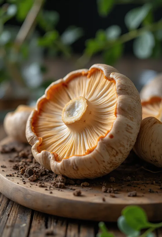 Cogumelo Guarda-Sol Vermelhante fatiado durante preparo culinário