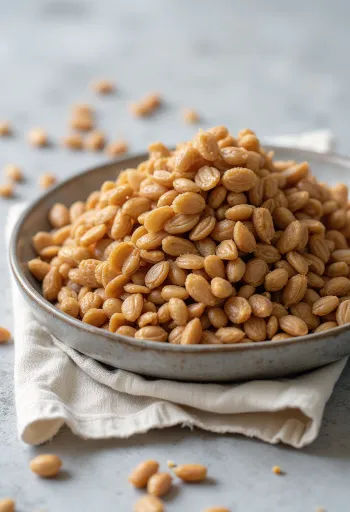 Grãos de trigo sarraceno tostado (kasha) com textura detalhada