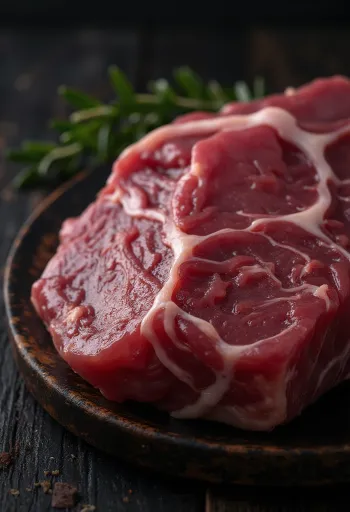 Cubos de carne de cervo fresca com zimbro e alecrim