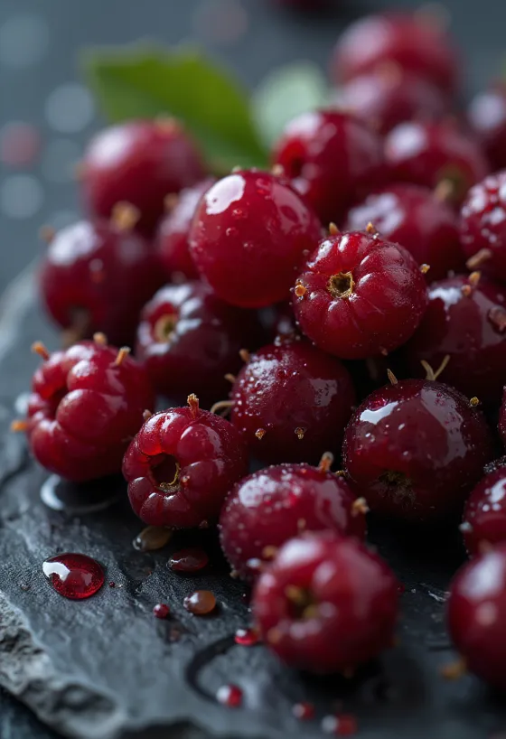 Cranberry fresco em tigela de cerâmica e sobre mesa, com folhas e geleia