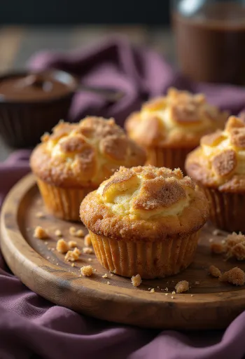 Muffins cobertos com açúcar e canela em forma de papel