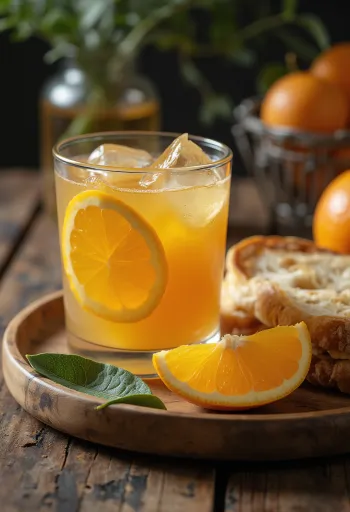 Copo de suco de laranja natural adoçado com mel
