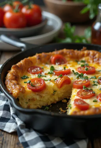 Frittata italiana inteira na frigideira de ferro