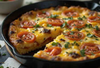 Frittata italiana inteira na frigideira de ferro