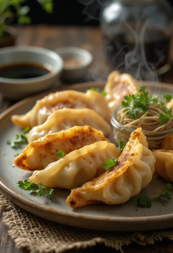 Gyoza de cogumelo shiitake, recheio fresco e saboroso