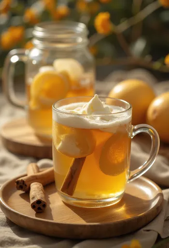 Caneca de sidra quente com gengibre e especiarias