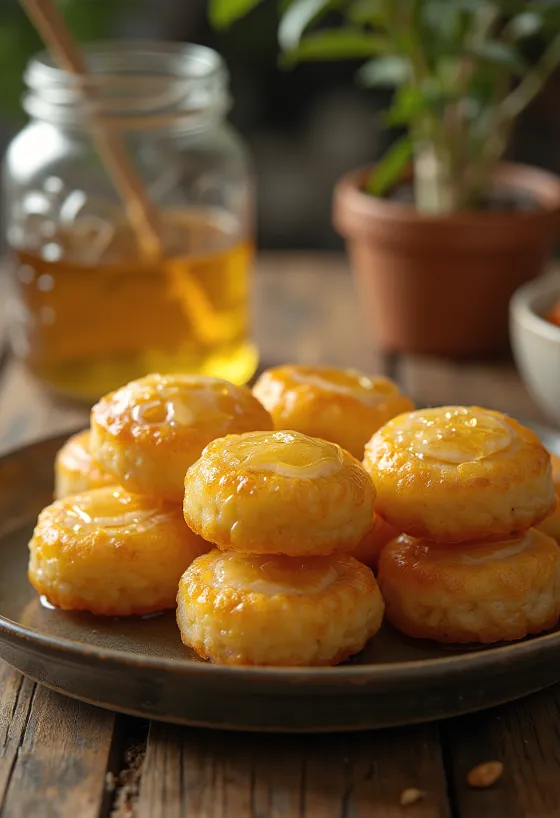 Pakon pitha servido com calda de açúcar