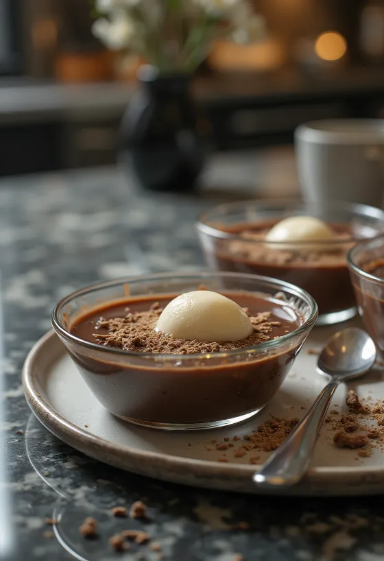 Rasmalai com chocolate, decorado com raspas de chocolate