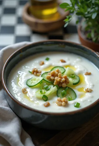 Tarator com hortelã, sopa de verão refrescante com pepino fresco e hortelã