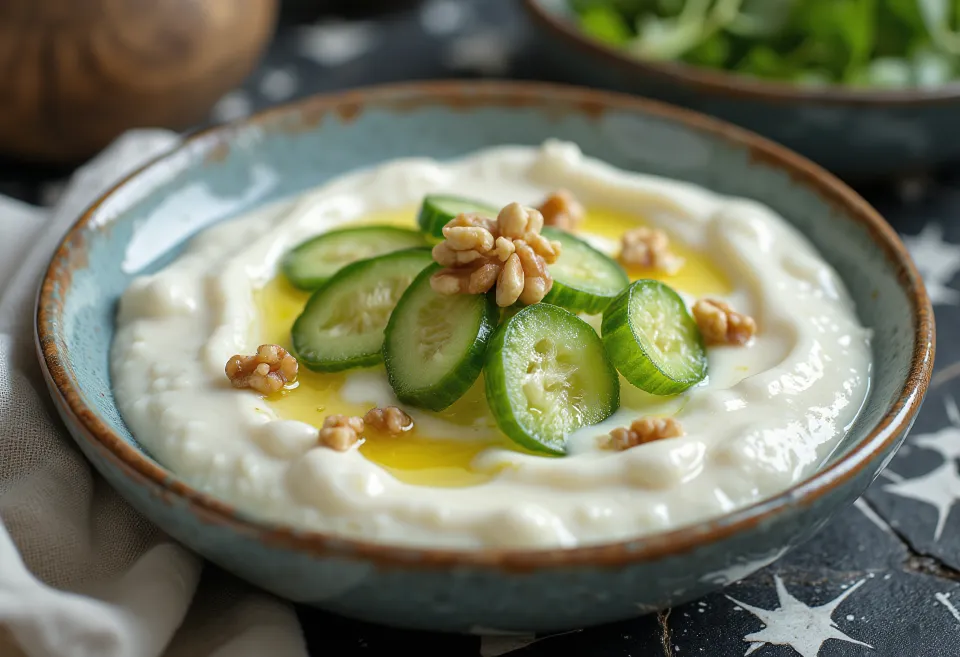 Tarator com hortelã, sopa de verão refrescante com pepino fresco e hortelã