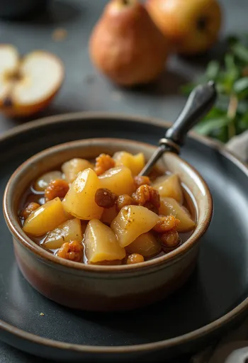 Chutney agridoce de pera servido