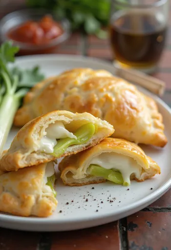Empanada de alho-poró cremoso servida