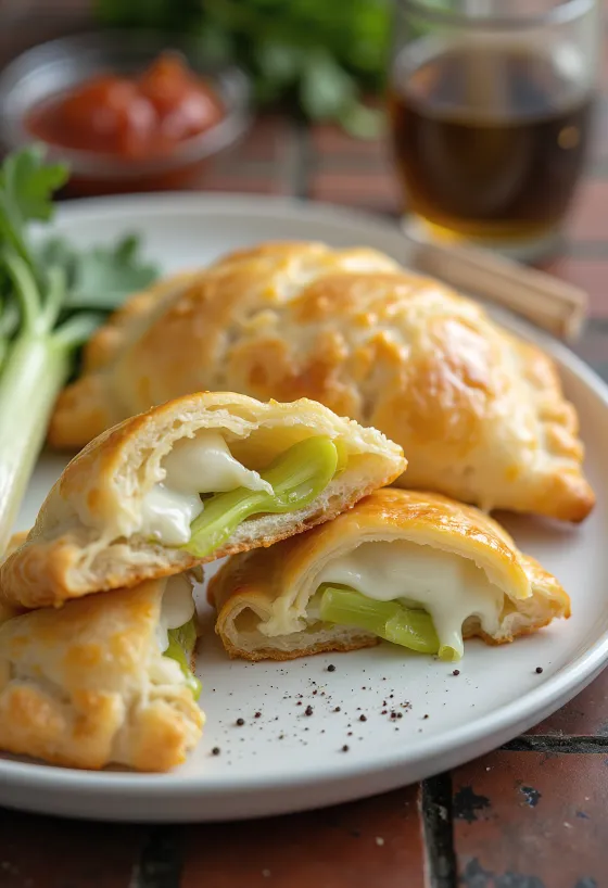 Empanada de alho-poró cremoso servida