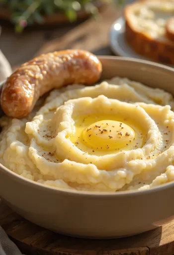 Purê de batata cremoso misturado com manteiga e leite