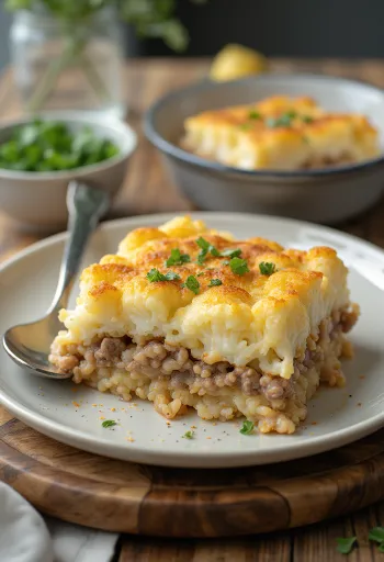 Couve-flor gratinada em camadas com carne moída, queijo e creme de leite