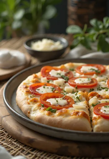 Pizza al Mascarpone com manjericão e parmesão