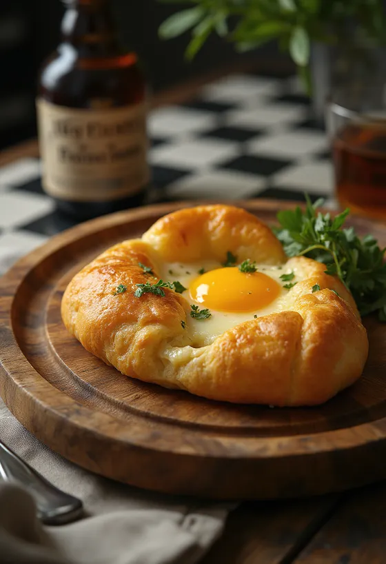 Khachapuri, pão dourado recheado com uma mistura rica de queijos