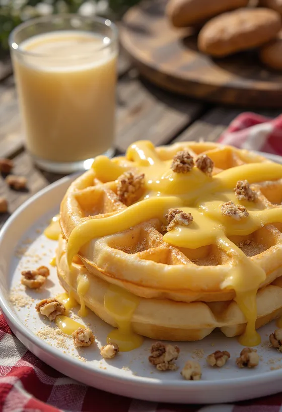 Waffle de licor de ovo servido