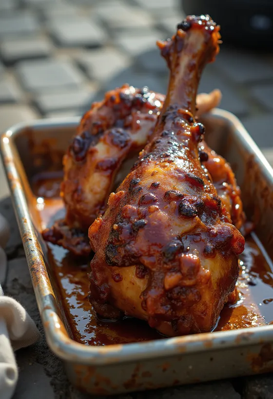 Coxa de peru BBQ servida