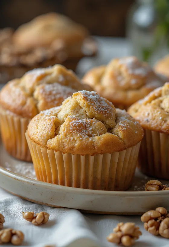Muffin de nozes com canela servido
