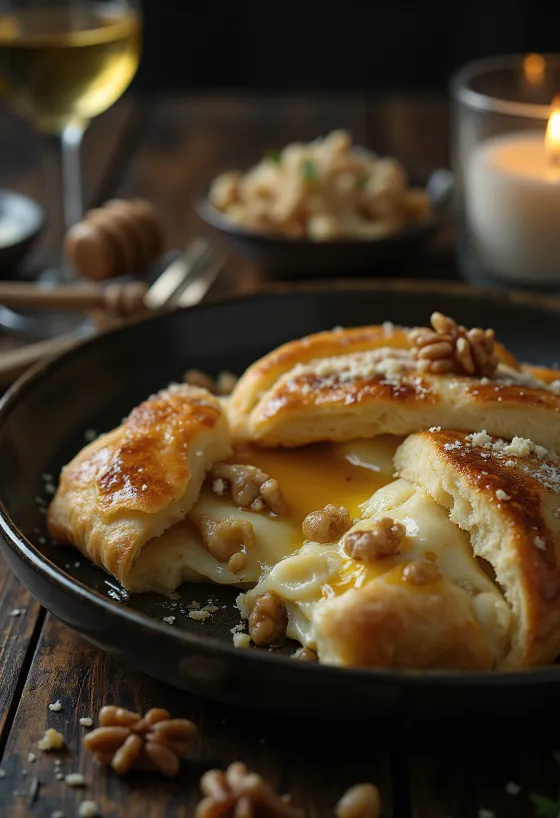 Calzone de gorgonzola dourado