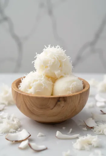 Sorbet de coco caseiro branco e cremoso