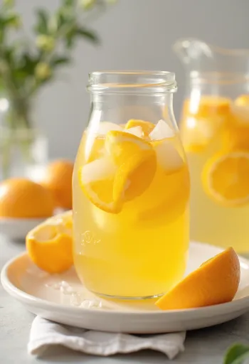 Jarra de limonada de laranja gelada com rodelas de fruta