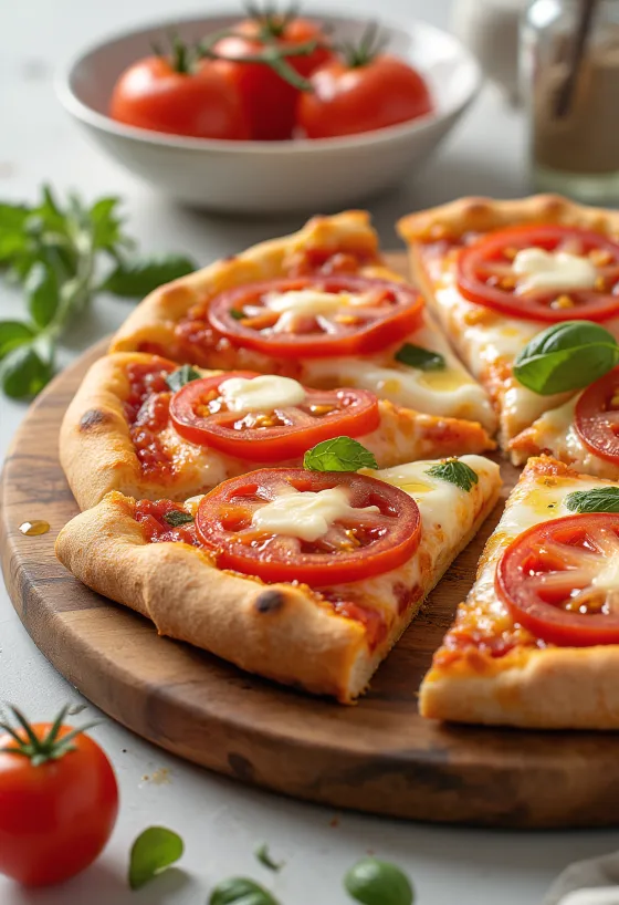 Pizza al Pomodoro Fresco com tomate fresco e mussarela