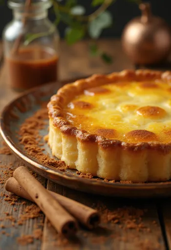 Torta de pastel de nata com topo dourado e recheio de creme de baunilha