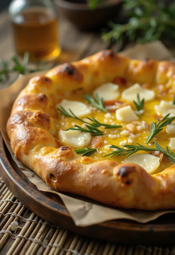 Pizza al Rosmarino com alecrim e parmesão