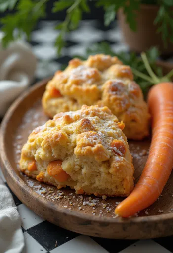 Biscoitos de cenoura e avelã polvilhados com açúcar