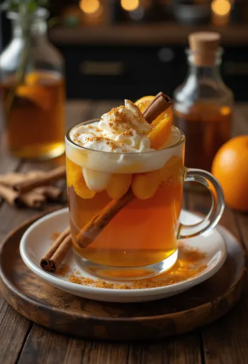 Caneca de sidra quente com laranja e canela