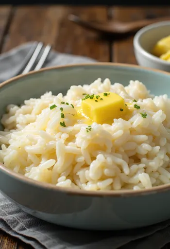 Arroz na manteiga servido