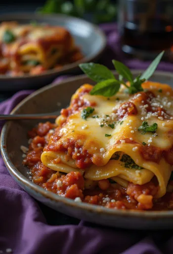 Lasanha de legumes vegana servida