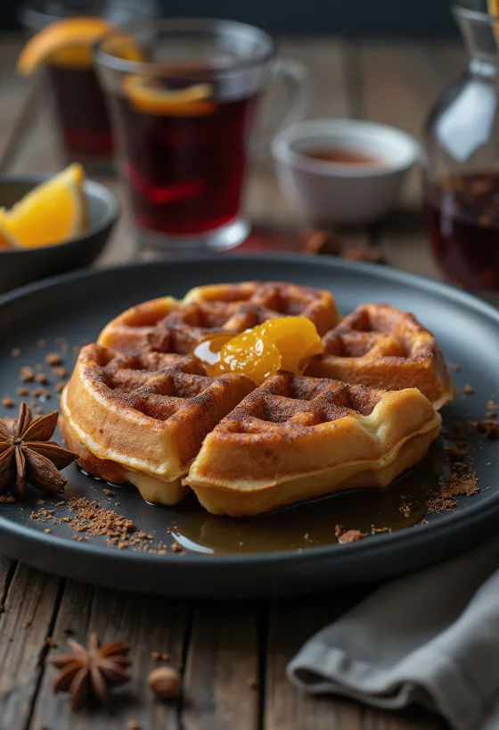 Waffle de Vinho Quente servido