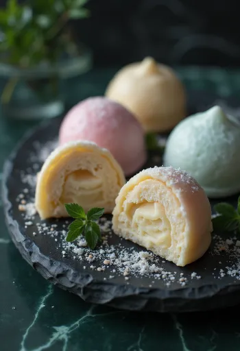 Mochi com sorvete servido