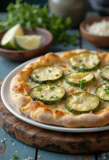 Pizza al Zucchini com abobrinha e queijos
