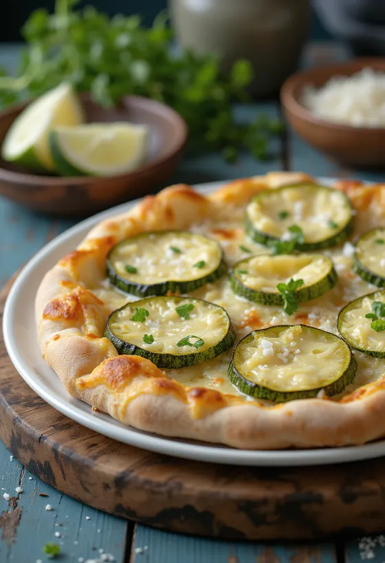 Pizza al Zucchini com abobrinha e queijos