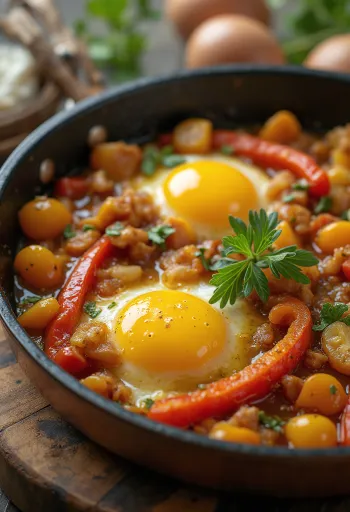 Ratatouille com legumes coloridos assados, decorado com ervas frescas