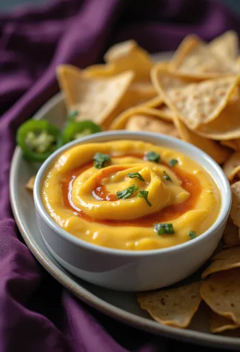 Molho de cheddar e jalapeño com toque defumado servido