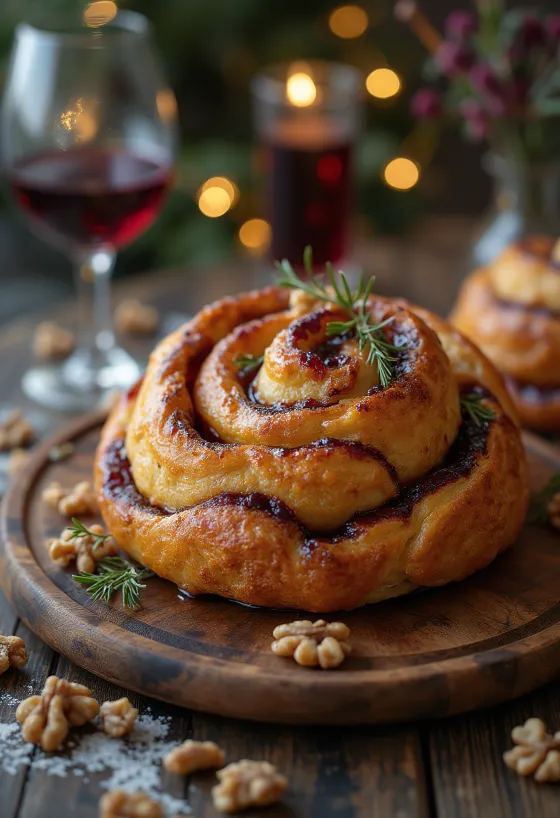 Kürtőskalács de vinho quente servido