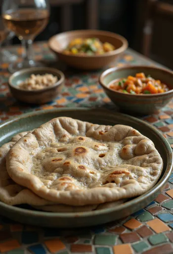 Injera etíope autêntica feita de farinha de teff fermentada