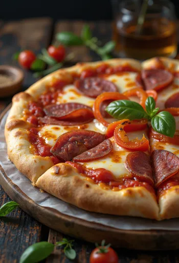 Pizza alla Campagnola com salame e legumes
